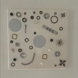 Decorative Mixed Metal Accent Canvas - Silver & Gold Embellishments